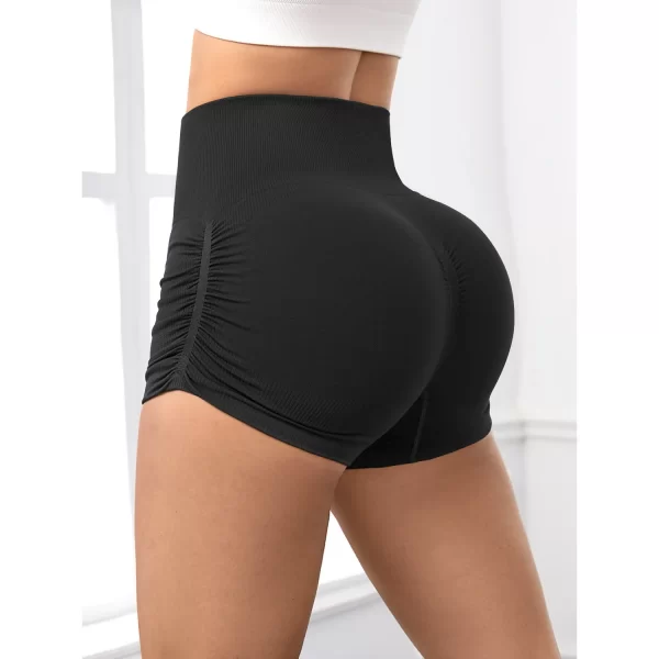 Women Ribbed Yoga Shorts Workout High Waist Butt Lifting Exercise Shorts Well Elastic Pants