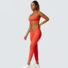 Drawstring Butt Lift Legging for Women U Neck Sport Bra Workout Clothing Yoga Set