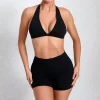 2 Pieces Yoga Set Wholesale Clothing Gym Outfits Women's High Waist Booty Shorts