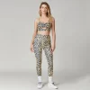 Leopard Print Sets Custom Gym Clothes High Waist Leggings Workout Set 2 Pieces Yoga Set