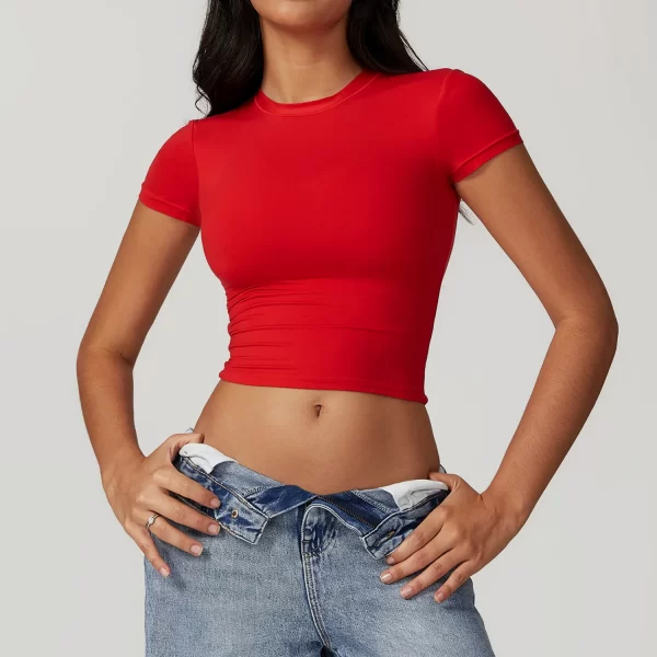 Women's Tight Crop Top Wholesale Workout Shirt Soft Fabric Yoga Short Sleeve TopWomen's Tight Crop Top Wholesale Workout Shirt Soft Fabric Yoga Short Sleeve Top