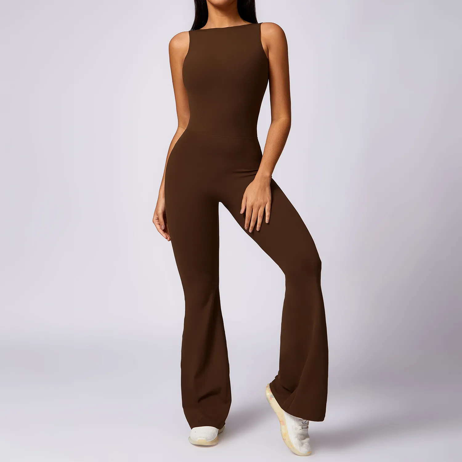 One Piece Jumpsuit Butt Lifting Bell Bottoms Skims Bodysuit Yoga Wear Athletic Jumpsuit