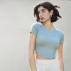 Ribbed Crop Top Short Sleeve Yoga Tops Wholesale Women's Shirt Sexy Sport Wear