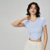 Ribbed Crop Top Short Sleeve Yoga Tops Wholesale Women's Shirt Sexy Sport Wear