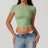 Women's Tight Crop Top Wholesale Workout Shirt Soft Fabric Yoga Short Sleeve Top