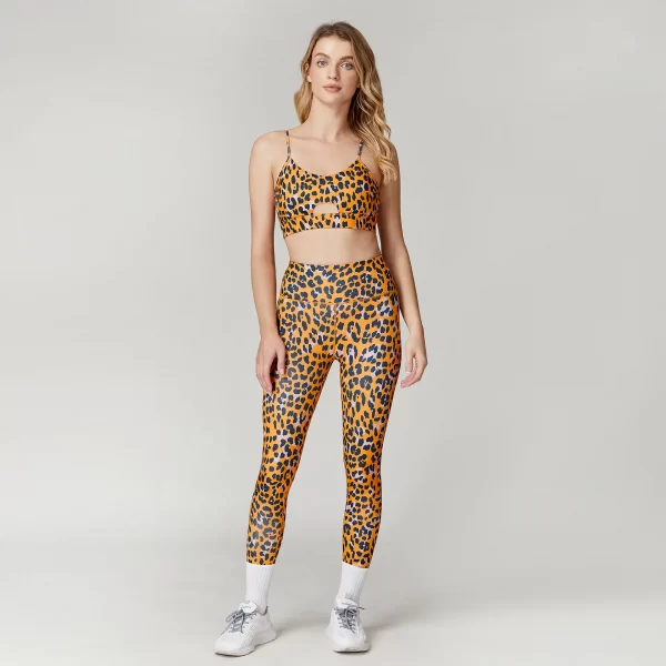 Leopard Print Sets Custom Gym Clothes High Waist Leggings Workout Set 2 Pieces Yoga Set