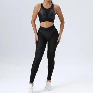 Mesh Patchwork Fitness Sets Wholesale Clothing Sport Sets Women's Sexy Yoga Set