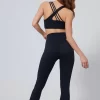 Wholesale Yoga Sets Breathable Fitness Set Workout Cross Straps Flare Pants