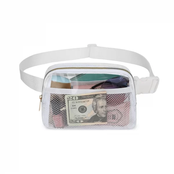 Workout Belt Bag Clear Fanny Pack Waterproof Crossbody Bag Waist Bag with Adjustable Strap