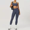 Workout Seamless Outfits Butt Lifting Leggings Padded Sports Bra Tight Gym Sets