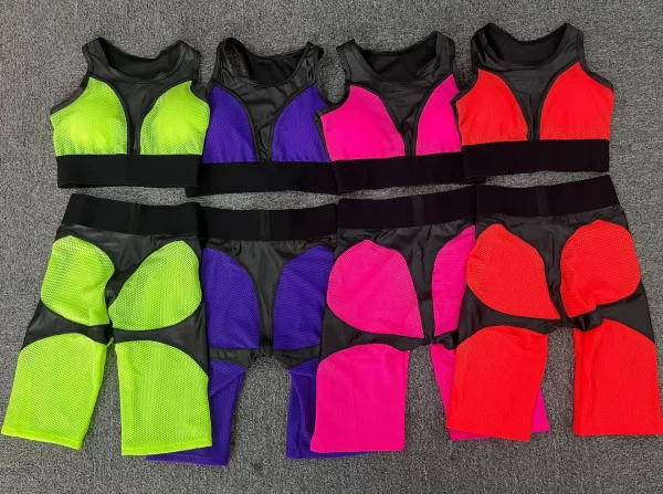 Mesh Patchwork Fitness Sets Wholesale Clothing Sport Wear Women's Sexy Gym Sets