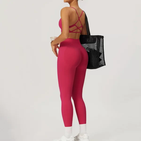 Workout Seamless Outfits Butt Lifting Leggings Padded Sports Bra Tight Gym Sets