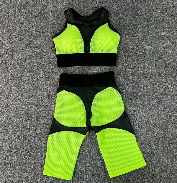 Mesh Patchwork Fitness Sets Wholesale Clothing Sport Wear Women's Sexy Gym Sets