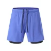 Men Active Yoga Jogging Double Layer Elastic Waistband Shorts Workout Fitness Wear