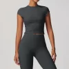 Yoga Gym Basic Tight Shirts Custom Active Wear Wholesale Short Sleeve Crop Tops