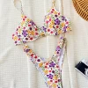 2 Piece Bathing Suit Floral Print Spaghetti Strap Underwire Bikini Swimsuit