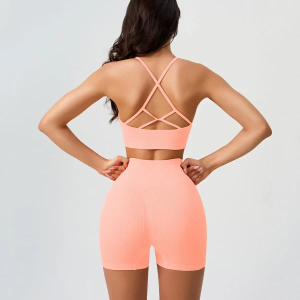 Seamless Ribbed Yoga Set Custom Fitness Apparel Female Sports Vest Wholesale Fit