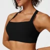 Ribbed Workout Clothes Sports Bra Spark Clothing Cross Wide Straps Bra