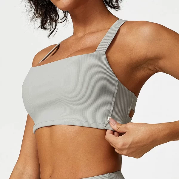 Ribbed Workout Clothes Sports Bra Spark Clothing Cross Wide Straps Bra