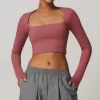 Long Sleeve Yoga Crop Tops Yoga Apparel Manufacturers Wholesale Women Outfits