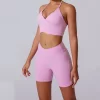 Long Sleeve Gym Outfits 4 Pieces Workout Set for Women High Waist Yoga Type Pants