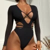 Women's Sexy Cutout One Piece Long Sleeve Swimsuit