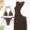 Sexy Mesh 3 Pieces Swimsuit Ladies Beach Bikini Wear