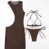 Sexy Mesh 3 Pieces Swimsuit Ladies Beach Bikini Wear