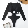 Women's Sexy Cutout One Piece Long Sleeve Swimsuit