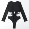 Women's Sexy Cutout One Piece Long Sleeve Swimsuit