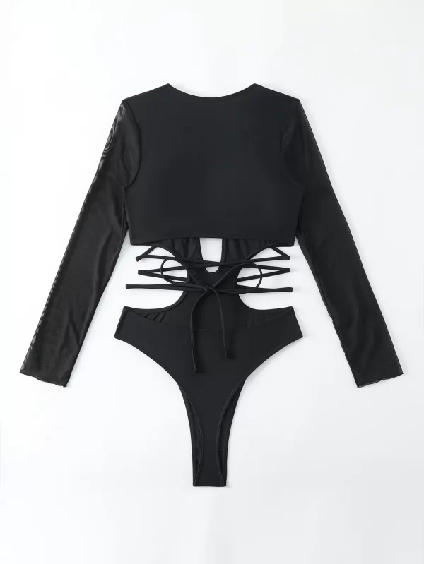 Women's Sexy Cutout One Piece Long Sleeve Swimsuit