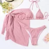 Halter Triangle String Bikini Set with Beach Skirt Swimwear Set