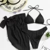 Halter Triangle String Bikini Set with Beach Skirt Swimwear Set