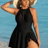 Women Plus Size Swim Dress One Piece Bathing Suits