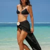 Women High Split Swimsuit Long Cover Up Beach Skirt